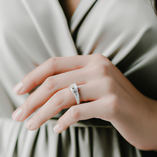 צילום יפהפה של אישה עונדת טבעת אירוסין מהממת