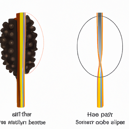 איור המציג את החתך של שיער מתולתל ושיער חלק כדי להדגיש את ההבדלים המבניים ביניהם.