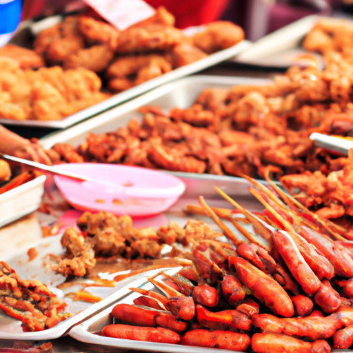 9. שוק אוכל רחוב תוסס, עם מגוון מנות תאילנדיות מעוררות תיאבון.
